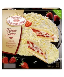 Coppenrath & Wiese, Feinste Sahne, Erdbeer Pannacotta Torte, tiefgefroren, 1,5 kg Schachtel