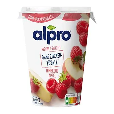 Alpro, Naturjoghurt-Alternative, Himbeere-Apfel, 400 g Becher